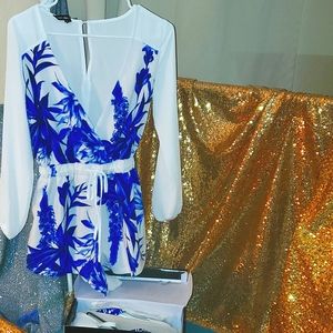 Romper and flats set white and blue, both new, sz small shoes sz 8